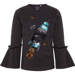 Koszulka "Rakel" w kolorze czarnym. Czarne koszulki i t-shirty dziewczęce Name it Mini & Kids, z bawełny, z okrągłym kołnierzem, z długim rękawem. W wyprzedaży za 42.95 zł.