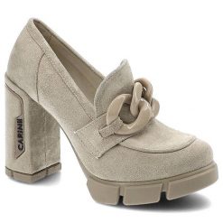 Beżowe Półbuty Carinii Damskie Eleganckie Buty. Brązowe półbuty damskie Carinii, bez wzorów, ze skóry, bez obcasa, na obcasie, bez zapięcia. Za 535.99 zł.