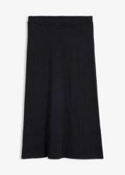 Spódnica dzianinowa z miękkiej mieszanki wełny. Czarne spódnice damskie bonprix, na imprezę, na jesień, bez wzorów, z dzianiny, eleganckie. Za 249.99 zł.