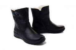 RIEKER TEX Z7172-00 black, botki damskie. Czarne botki damskie Rieker, na zimę, z wełny, bez obcasa, bez zapięcia. Za 399.90 zł.