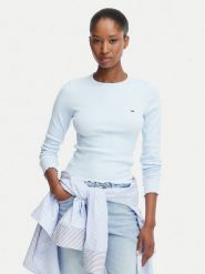 Tommy Jeans Bluzka DW0DW22783 Niebieski jasny Slim Fit. Niebieskie bluzki damskie Tommy Jeans, xl, bez wzorów, z bawełny, bez kołnierzyka, bez ramiączek. Za 189.99 zł.