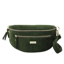 Zamszowa nerka damska Barberinis - Zielona ciemna. Zielone nerki i saszetki damskie Barberinis, bez wzorów, ze skóry. Za 128.99 zł.