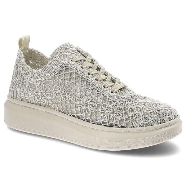 Półbuty damskie Artiker, tekstylna cholewka z ażurowym koronkowym wzorem klasyczne sznurowanie podwyższona platforma, beżowe, 50C1117. Brązowe półbuty damskie Artiker, na lato, w ażurowe wzory, z koronki, bez obcasa, na platformie, bez zapięcia. Za 169.00 zł.