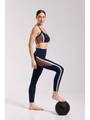 Onamaste Legginsy sportowe "Malte" w kolorze granatowo-jasnobrązowo-białym rozmiar: L/XL. Niebieskie legginsy damskie Onamaste, l, bez wzorów, z materiału, z podwyższonym stanem, outdoorowe. Za 130.99 zł.