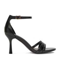 Sandały JENNY. Czarne sandały damskie Jenny, bez wzorów, bez obcasa, na szpilce, bez zapięcia. Za 139.99 zł.