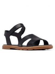 Sorel Sandały "Ella III" w kolorze czarnym rozmiar: 38. Czarne sandały damskie Sorel, bez wzorów, z otwartym noskiem, bez obcasa, bez zapięcia. Za 176.08 zł.