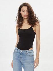 Tommy Jeans Body Essential DW0DW17993 Czarny Slim Fit. Czarne body i gorsety Tommy Jeans, bez wzorów, z bawełny. Za 189.99 zł.