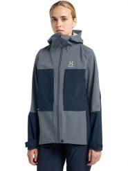 Haglöfs Kurtka funkcyjna "Roc Explore" w kolorze szaro-granatowym rozmiar: XL. Niebieskie kurtki sportowe damskie Haglöfs, xl, bez wzorów, bez kaptura. Za 752.99 zł.