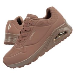 Buty sportowe damskie Skechers Uno Air. Brązowe obuwie sportowe casual damskie Skechers, ze skóry, trekkingowe. Za 309.00 zł.