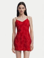 Desigual Sukienka koktajlowa Tigris 25SWVW85 Czerwony Slim Fit. Czerwone sukienki damskie Desigual, bez wzorów, z bawełny, wizytowe, bez ramiączek. Za 229.99 zł.