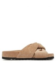 DeeZee Klapki CT1113-6 Beżowy. Brązowe klapki damskie DeeZee, bez wzorów, z materiału, bez obcasa, bez zapięcia. Za 119.99 zł.