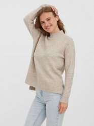 Vero Moda Sweter "Lefile" w kolorze beżowym rozmiar: XXL. Brązowe swetry klasyczne damskie Vero Moda, xxl, bez kołnierzyka. Za 100.99 zł.