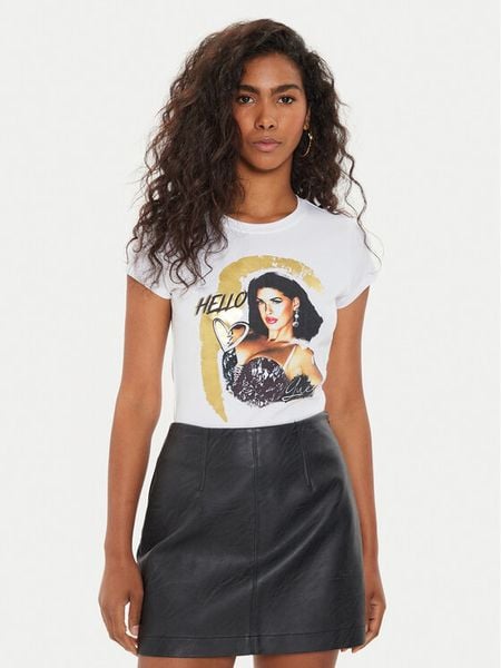 Guess T-Shirt W4YI67 K49A1 Biały Regular Fit. Białe t-shirty damskie Guess, xxl, z aplikacjami, z syntetyku, bez kołnierzyka. Za 119.99 zł.