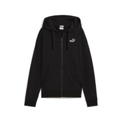 Damska rozpinana bluza z kapturem i małym logo ESS Comfort PUMA Black. Czarne bluzy damskie Puma, s, bez wzorów, z dzianiny, z kapturem. Za 179.99 zł.