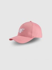 4F Czapka z daszkiem strapback damska - różowa S/M. Czerwone czapki z daszkiem damskie 4F, na lato, bez wzorów, z bawełny. Za 59.99 zł.