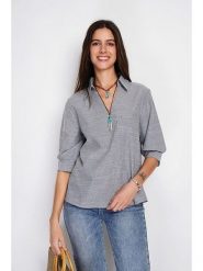 William de Faye Bluzka w kolorze szarym rozmiar: 42. Szare bluzki damskie William de Faye, bez wzorów, klasyczne, bez kołnierzyka, bez ramiączek. Za 126.75 zł.