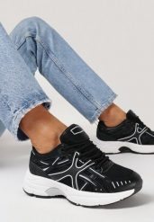 Czarne Sneakersy na Grubej Podeszwie Cloudia. Czarne obuwie sportowe damskie Born2be, bez zapięcia. Za 54.99 zł.