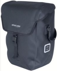 Torba rowerowa na bagażnik „Commuter Side WP”. Czarne torby na laptopa ATRAN VELO, bez wzorów, z materiału. Za 714.75 zł.