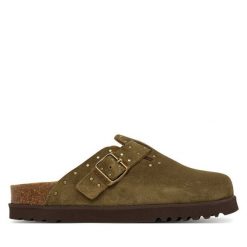 Klapki Scholl. Brązowe klapki damskie Scholl, bez wzorów, bez obcasa, bez zapięcia. Za 505.99 zł.