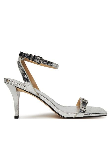 MICHAEL Michael Kors Sandały Darrington 40S5DTMS1M Srebrny. Szare sandały damskie MICHAEL Michael Kors, bez wzorów, ze skóry, bez obcasa, na szpilce, bez zapięcia. Za 679.99 zł.