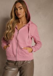 Ciemnoróżowa Bluza z Kapturem Zapinana na Suwak Bastian. Czerwone bluzy damskie Renee, na jesień, l, bez wzorów, z polaru, z kapturem. Za 109.99 zł.