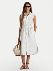 Polo Ralph Lauren Sukienka koszulowa 211965853001 Biały Regular Fit. Białe sukienki damskie Polo Ralph Lauren, bez wzorów, z bawełny, bez ramiączek. Za 759.99 zł.