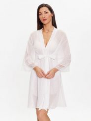 Selmark Szlafrok Penelope 31071 Biały Regular Fit. Białe szlafroki damskie Selmark, bez wzorów, z syntetyku, bez kaptura. Za 259.99 zł.