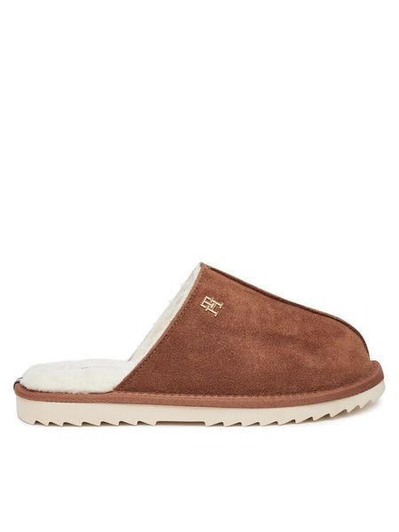 Tommy Hilfiger Kapcie FW0FW08396 Brązowy. Brązowe kapcie damskie Tommy Hilfiger, ze skóry. Za 199.99 zł.