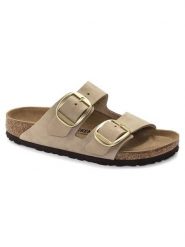 Birkenstock Skórzane klapki "Arizona" w kolorze beżowym rozmiar: 37. Brązowe klapki damskie Birkenstock, bez wzorów, z otwartym noskiem, bez obcasa, bez zapięcia. Za 539.45 zł.