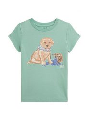 Polo Ralph Lauren T-Shirt 312A11768001 Zielony Regular Fit. Zielone koszulki i t-shirty dziewczęce Polo Ralph Lauren, bez wzorów, z bawełny, bez kołnierzyka, bez ramiączek. Za 249.99 zł.