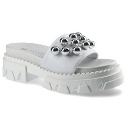 Białe Klapki Carinii Buty Damskie Obuwie Ze Skóry. Białe klapki damskie Carinii, bez wzorów, ze skóry, bez obcasa, na obcasie, bez zapięcia. Za 259.00 zł.