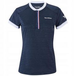 Koszulka tenisowa damska Tecnifibre F3 Polo. Niebieskie koszulki damskie TECNIFIBRE, bez wzorów, bez kołnierzyka, bez ramiączek. Za 80.00 zł.