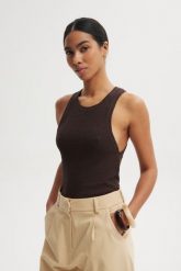 TOP GWEN CZEKOLADOWY XL - Flawless. Brązowe koszulki sportowe damskie Flawless, uniwersalny, bez wzorów, z bawełny, bez ramiączek. Za 229.00 zł.