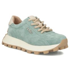 Skórzane półbuty sneakersy na platformie zielone Filippo DP7498. Zielone półbuty damskie Filippo, bez wzorów, ze skóry, bez obcasa, na platformie, bez zapięcia. Za 219.99 zł.