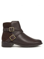 Clarks Botki Havisham Bay 26182942 Brązowy. Brązowe botki damskie Clarks, ze skóry, bez obcasa, na płaskiej podeszwie, bez zapięcia. Za 379.99 zł.