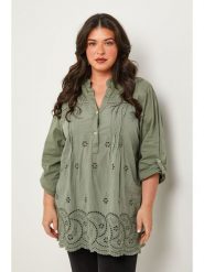 Curvy Lady Tunika w kolorze khaki rozmiar: 48/50. Brązowe tuniki damskie Curvy Lady, bez wzorów, klasyczne, bez kołnierzyka, bez ramiączek. Za 140.53 zł.