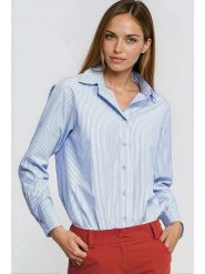 Nife Bluzka w kolorze błękitnym rozmiar: 40. Niebieskie bluzki damskie Nife, bez wzorów, bez kołnierzyka, bez ramiączek. Za 158.84 zł.