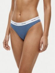 Calvin Klein Underwear Stringi LV00QD5357 Niebieski. Niebieskie stringi Calvin Klein Underwear, bez wzorów, z bawełny. Za 79.99 zł.