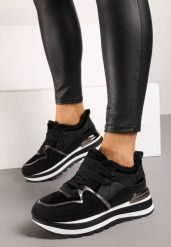 Czarne Zimowe Sneakersy Ocieplone Futerkiem Vertirani. Czarne obuwie sportowe damskie Born2be, na zimę, z jeansu, bez zapięcia. Za 109.99 zł.