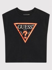 Guess T-Shirt J81I15 J1311 Czarny Regular Fit. Czarne koszulki i t-shirty dziewczęce Guess, z aplikacjami, z bawełny, bez kołnierzyka, bez ramiączek. Za 59.99 zł.