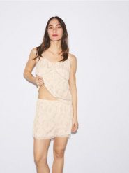 Wzorzysta piżama dwuczęściowa - jasnożółty. Żółte piżamy damskie Reserved, bez wzorów, z wiskozy, bez ramiączek. Za 119.99 zł.