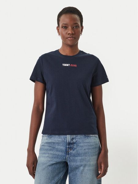 Tommy Jeans T-Shirt DW0DW22277 Granatowy Regular Fit. Niebieskie t-shirty damskie Tommy Jeans, l, bez wzorów, z jeansu, bez kołnierzyka. Za 129.99 zł.