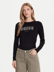 Guess Sweter W5BR40 Z2NQ2 Czarny Regular Fit. Czarne swetry klasyczne damskie Guess, xxl, z wiskozy, bez kołnierzyka. Za 339.99 zł.