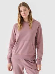 4F Bluza dresowa nierozpinana z kapturem damska - różowa M. Czerwone bluzy damskie 4F, m, bez wzorów, z bawełny, z kapturem. W wyprzedaży za 99.99 zł.