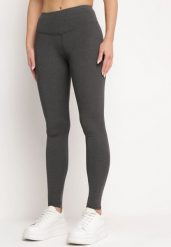 Ciemnoszare Legginsy z Gumką w Pasie Cacilla. Szare legginsy damskie Born2be, l, bez wzorów, z jeansu. Za 29.99 zł.