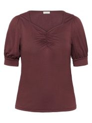 KAFFE curve Koszulka w kolorze bordowym rozmiar: M. Czerwone bluzki damskie KAFFE curve, m, bez wzorów, bez kołnierzyka, bez ramiączek. Za 56.99 zł.