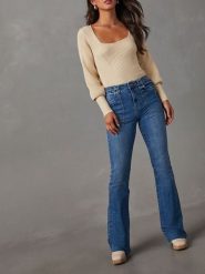 LA Angels Sweter w kolorze beżowym rozmiar: S. Brązowe swetry klasyczne damskie LA Angels, s, prążkowane, bez kołnierzyka. Za 126.99 zł.