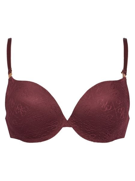 Guess Biustonosz push-up O5RC12 KCLB0 Bordowy. Czerwone biustonosze Guess, z aplikacjami, z syntetyku. Za 219.99 zł.