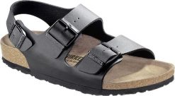 Sandały Birkenstock Milano Birko Flor Dorosłych. Czarne sandały damskie Birkenstock, bez wzorów, z materiału, bez obcasa, bez zapięcia. Za 299.00 zł.