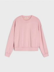Gładka bluza z długim rękawem soft touch - różowy. Czerwone bluzy damskie Sinsay, l, bez wzorów, bez kaptura. Za 49.99 zł.